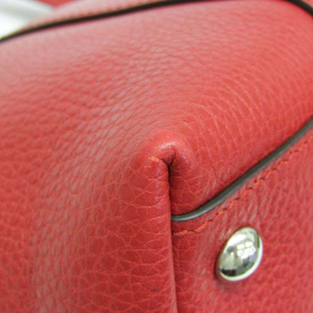 GUCCI Red Leather Bamboo Shoulder Bag - Picture 5 of 16
